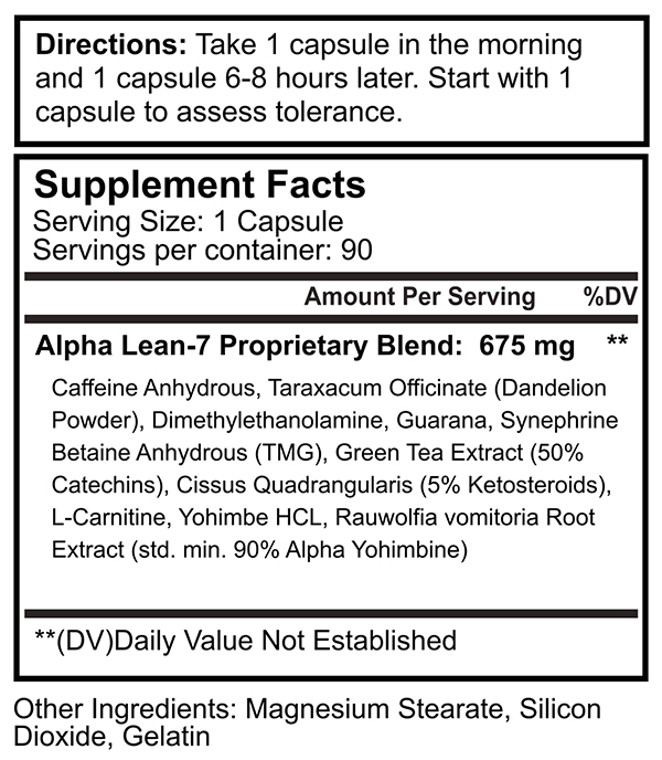 Alpha Lean-7 by Hard Rock Supplements - Supplement Facts