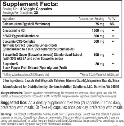 Joint Support XT by SNS - Supplement Facts