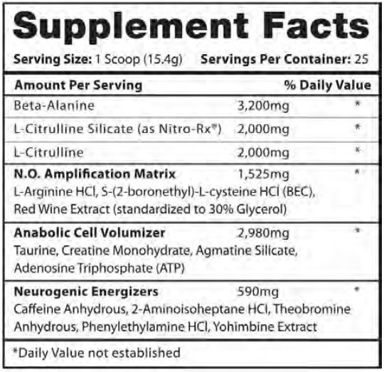 Krank3D by Hi-Tech Pharmaceuticals - Supplement Facts