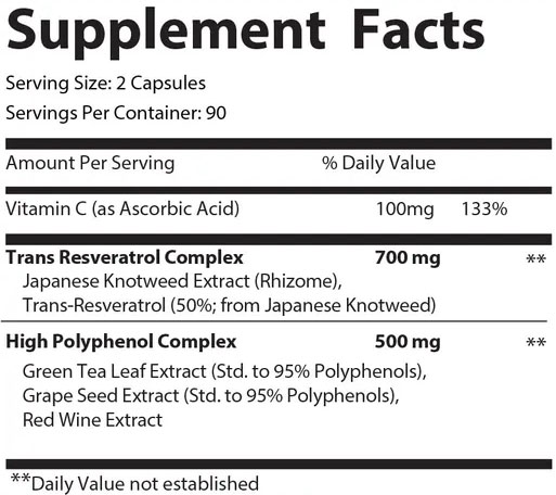 Resveratrol Plus by Nutriumph - Supplement Facts